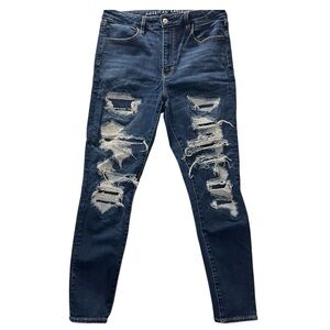American Eagle Super Hi-Rise Jegging Super Stretch Ripped Jeans Size 10